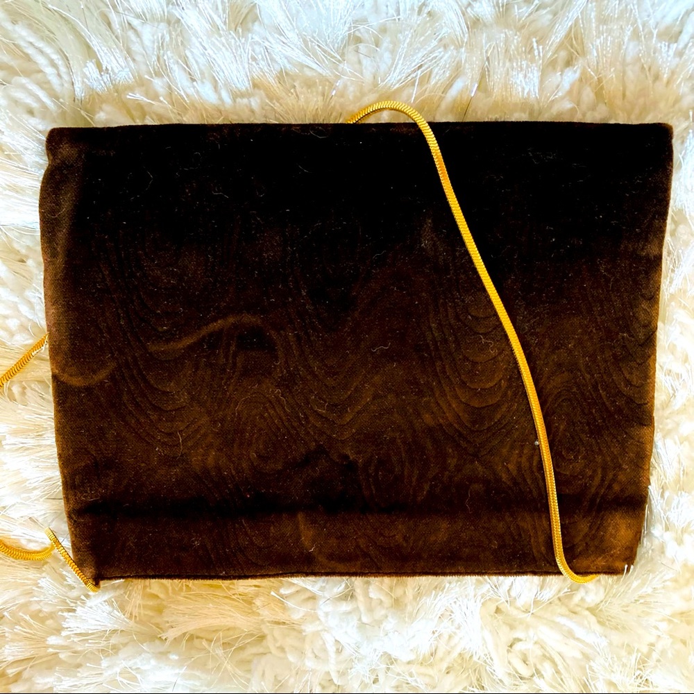 Reva Brown Embossed Velvet Purse